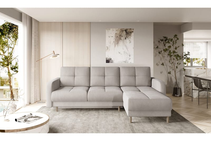 Saimon Sovesofa m. Divan med Oppbevaring 3-seter - Beige - Møbler - Sofaer - Sovesofaer - Sovesofa divan
