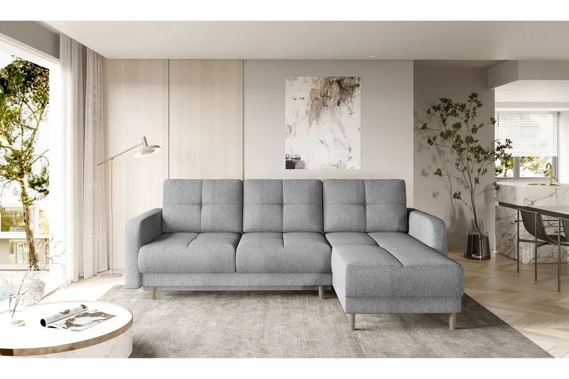 Saimon Sovesofa m. Divan med Oppbevaring 3-seter - Grå - Møbler - Sofaer - Sovesofaer - Sovesofa divan