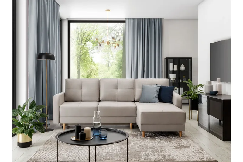 Saimon Sovesofa m. Divan med Oppbevaring 3-seter - Grå - Møbler - Sofaer - Sovesofaer - Sovesofa divan