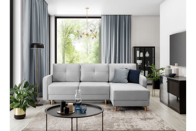 Saimon Sovesofa m. Divan med Oppbevaring 3-seter - Grå - Møbler - Sofaer - Sovesofaer - Sovesofa divan