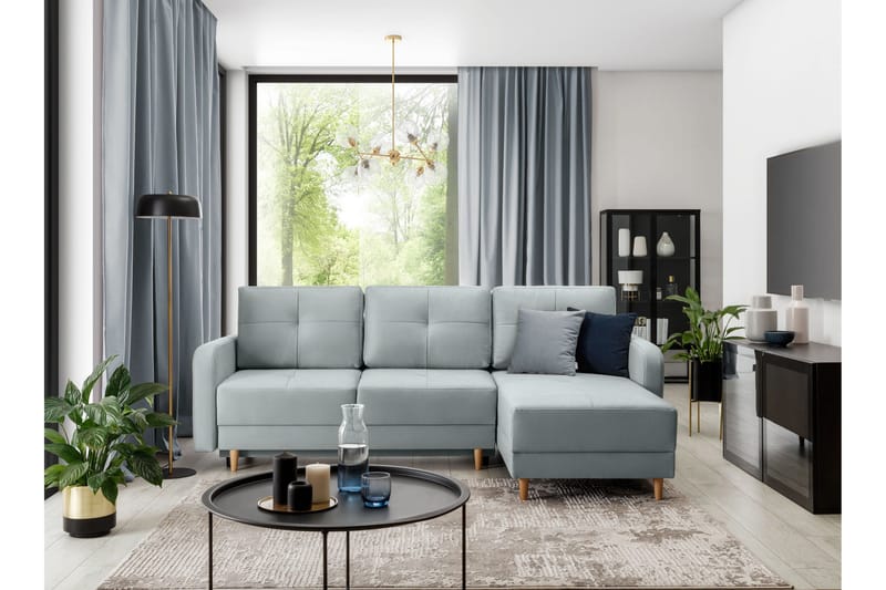 Saimon Sovesofa m. Divan med Oppbevaring 3-seter - Grå - Møbler - Sofaer - Sovesofaer - Sovesofa divan