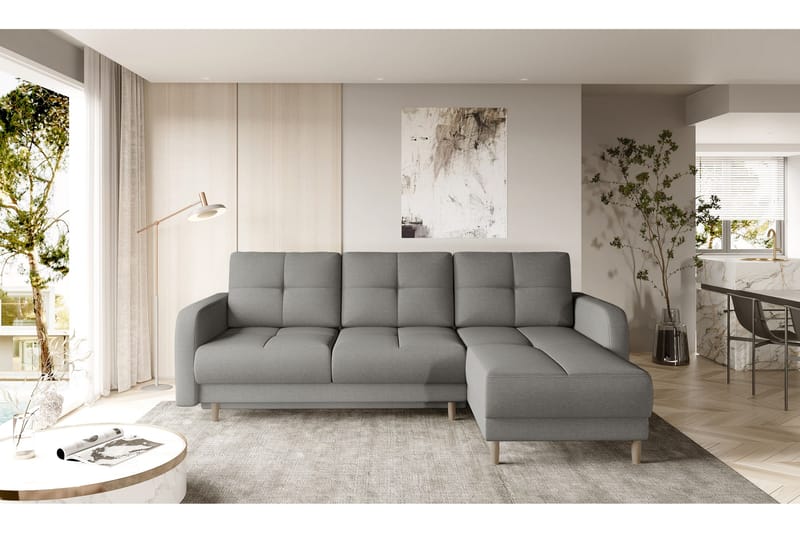Saimon Sovesofa m. Divan med Oppbevaring 3-seter - Grå - Møbler - Sofaer - Sovesofaer - Sovesofa divan