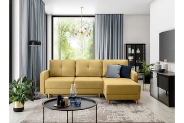 Saimon Sovesofa m. Divan med Oppbevaring 3-seter - Gul - Møbler - Sofaer - Sovesofaer - Sovesofa divan