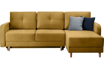 Saimon Sovesofa m. Divan med Oppbevaring 3-seter - Gul - Møbler - Sofaer - Sovesofaer - Sovesofa divan