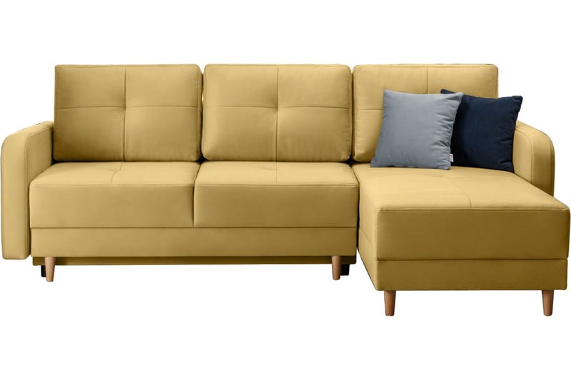 Saimon Sovesofa m. Divan med Oppbevaring 3-seter - Gul - Møbler - Sofaer - Sovesofaer - Sovesofa divan