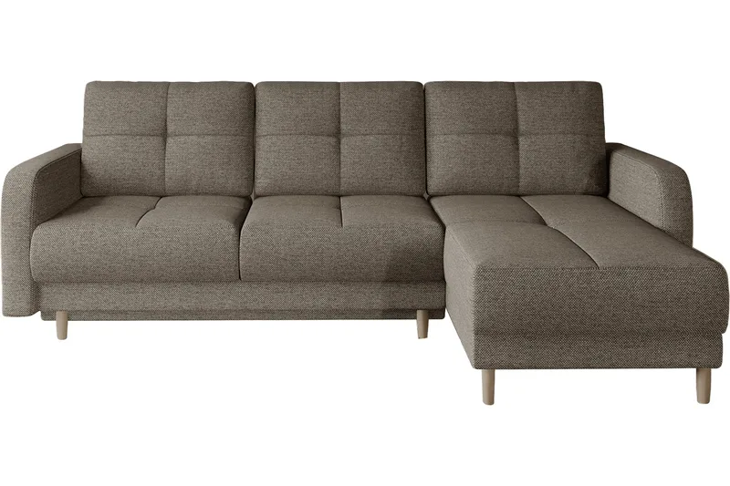 Saimon Sovesofa m. Divan med Oppbevaring 3-seter, Mørk beige