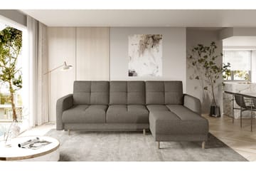 Saimon Sovesofa m. Divan med Oppbevaring 3-seter - Mørk beige - Møbler - Sofaer - Sovesofaer - Sovesofa divan
