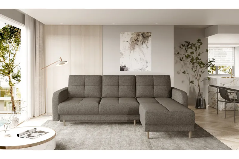 Saimon Sovesofa m. Divan med Oppbevaring 3-seter - Mørk beige - Møbler - Sofaer - Sovesofaer - Sovesofa divan