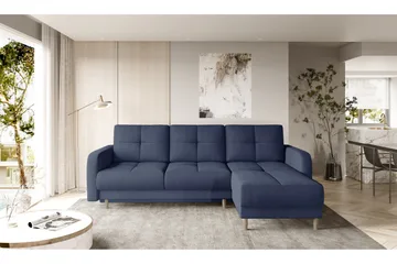 Saimon Sovesofa m. Divan med Oppbevaring 3-seter - Mørkeblå - Møbler - Sofaer - Sovesofaer - Sovesofa divan