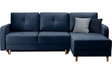 Saimon Sovesofa m. Divan med Oppbevaring 3-seter - Mørkeblå - Møbler - Sofaer - Sovesofaer - Sovesofa divan
