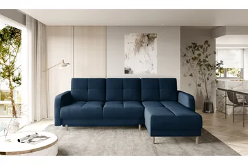 Saimon Sovesofa m. Divan med Oppbevaring 3-seter - Mørkeblå - Møbler - Sofaer - Sovesofaer - Sovesofa divan