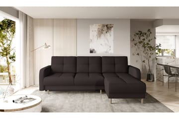 Saimon Sovesofa m. Divan med Oppbevaring 3-seter - Mørkebrun - Møbler - Sofaer - Sovesofaer - Sovesofa divan