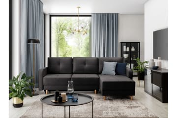 Saimon Sovesofa m. Divan med Oppbevaring 3-seter - Mørkegrå - Møbler - Sofaer - Sovesofaer - Sovesofa divan