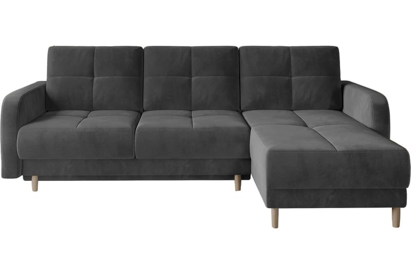 Saimon Sovesofa m. Divan med Oppbevaring 3-seter - Mørkegrå - Møbler - Sofaer - Sovesofaer - Sovesofa divan