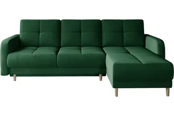 Saimon Sovesofa m. Divan med Oppbevaring 3-seter - Mørkegrønn - Møbler - Sofaer - Sovesofaer - Sovesofa divan