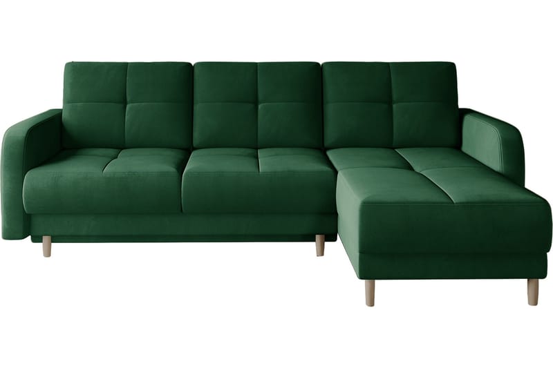 Saimon Sovesofa m. Divan med Oppbevaring 3-seter - Mørkegrønn - Møbler - Sofaer - Sovesofaer - Sovesofa divan