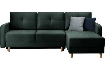 Saimon Sovesofa m. Divan med Oppbevaring 3-seter - Mørkegrønn - Møbler - Sofaer - Sovesofaer - Sovesofa divan