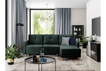 Saimon Sovesofa m. Divan med Oppbevaring 3-seter - Mørkegrønn - Møbler - Sofaer - Sovesofaer - Sovesofa divan