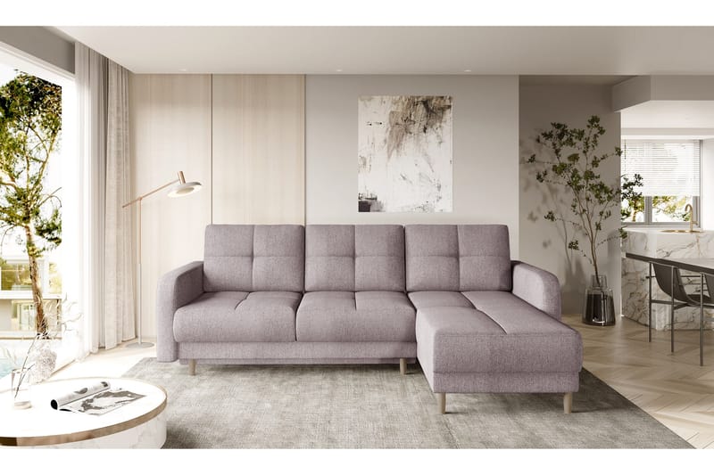 Saimon Sovesofa m. Divan med Oppbevaring 3-seter - Rosa - Møbler - Sofaer - Sovesofaer - Sovesofa divan