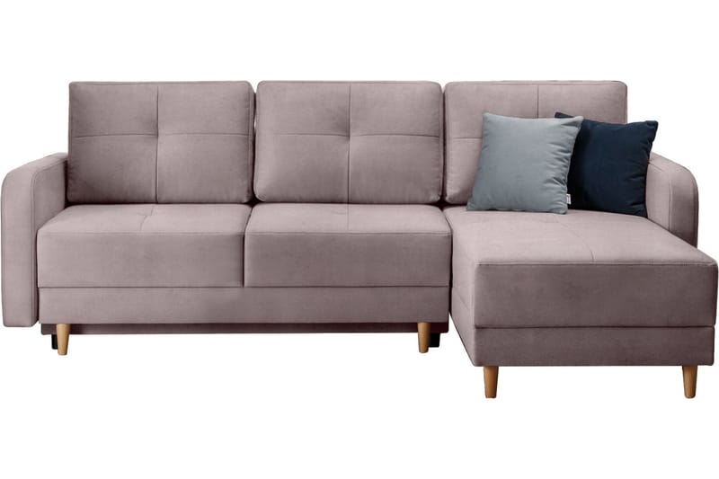 Saimon Sovesofa m. Divan med Oppbevaring 3-seter, Rosa