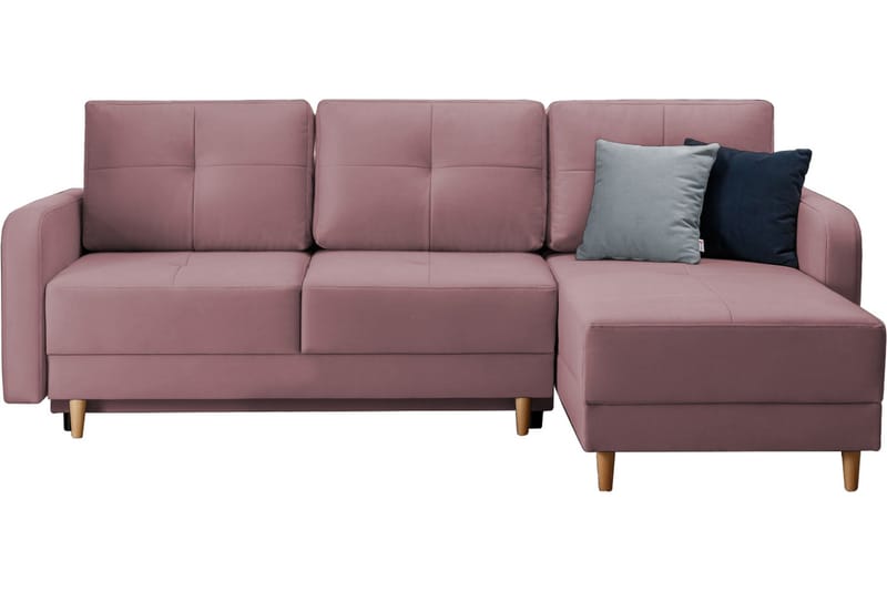 Saimon Sovesofa m. Divan med Oppbevaring 3-seter, Rosa