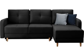 Saimon Sovesofa m. Divan med Oppbevaring 3-seter - Svart - Møbler - Sofaer - Sovesofaer - Sovesofa divan