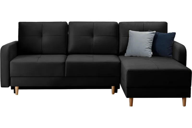 Saimon Sovesofa m. Divan med Oppbevaring 3-seter - Svart - Møbler - Sofaer - Sovesofaer - Sovesofa divan