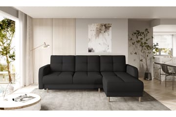 Saimon Sovesofa m. Divan med Oppbevaring 3-seter - Svart - Møbler - Sofaer - Sovesofaer - Sovesofa divan