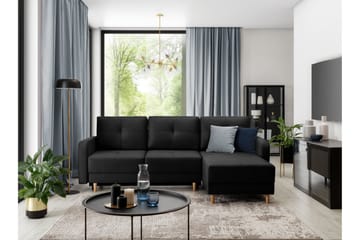 Saimon Sovesofa m. Divan med Oppbevaring 3-seter - Svart - Møbler - Sofaer - Sovesofaer - Sovesofa divan