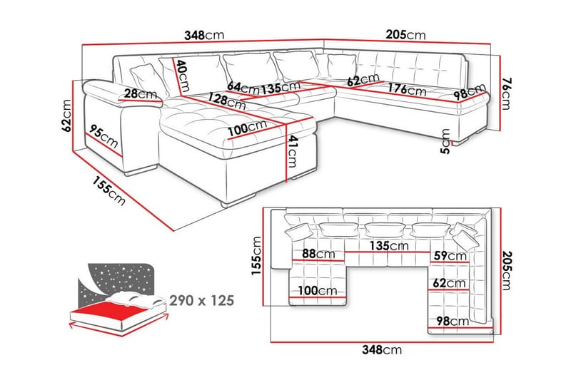 Sakri 5-seters Hjørnesovesofa - Møbler - Sofaer - Sovesofaer - Sovesofa divan