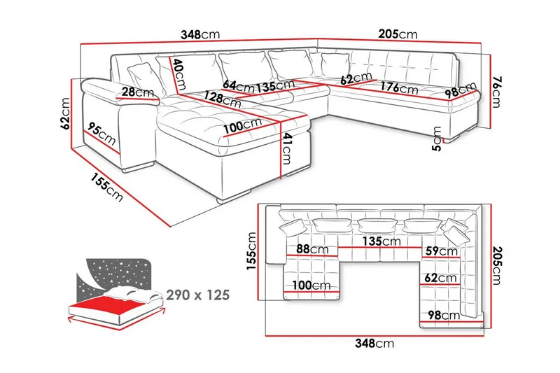 Sakri 5-seters Hjørnesovesofa - Møbler - Sofaer - Sovesofaer - Sovesofa divan