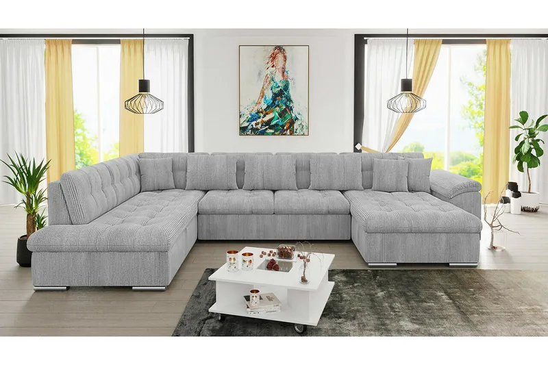 Sakri 5-sits Hörnbäddsoffa Light grey/Dark grey - Møbler - Sofaer - Sovesofaer - Sovesofa divan