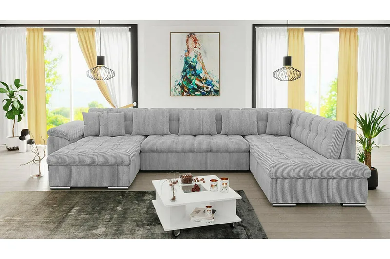 Sakri 5-sits Hörnbäddsoffa Light grey/Dark grey - Møbler - Sofaer - Sovesofaer - Sovesofa divan
