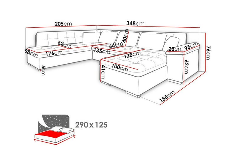Sakri 5-sits Hörnbäddsoffa NO_BRAND Brown - Møbler - Sofaer - Sovesofaer - Sovesofa divan