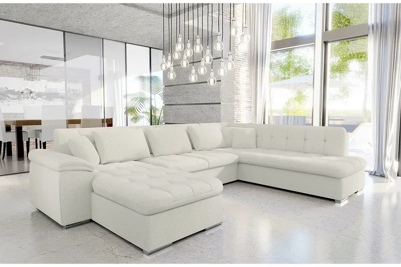 Sakri 5-sits Hörnbäddsoffa NO_BRAND White - Møbler - Sofaer - Sovesofaer - Sovesofa divan