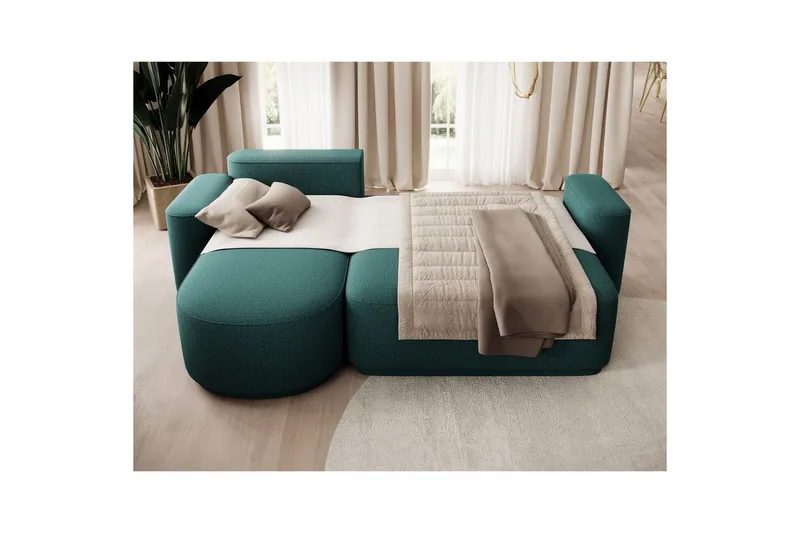 Seksjon Eltap Aurumm 285x92x180 cm - Enjoy 35, Grønn, Venstre - Møbler - Sofaer - Sovesofaer - Sovesofa divan