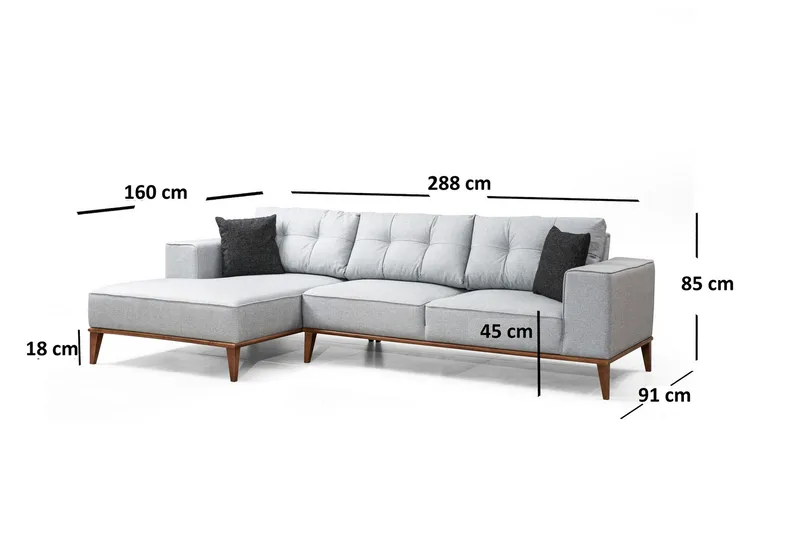 Shallo Sovesofa med Divan Venstre - Grå - Møbler - Sofaer - Sovesofaer - Sovesofa divan