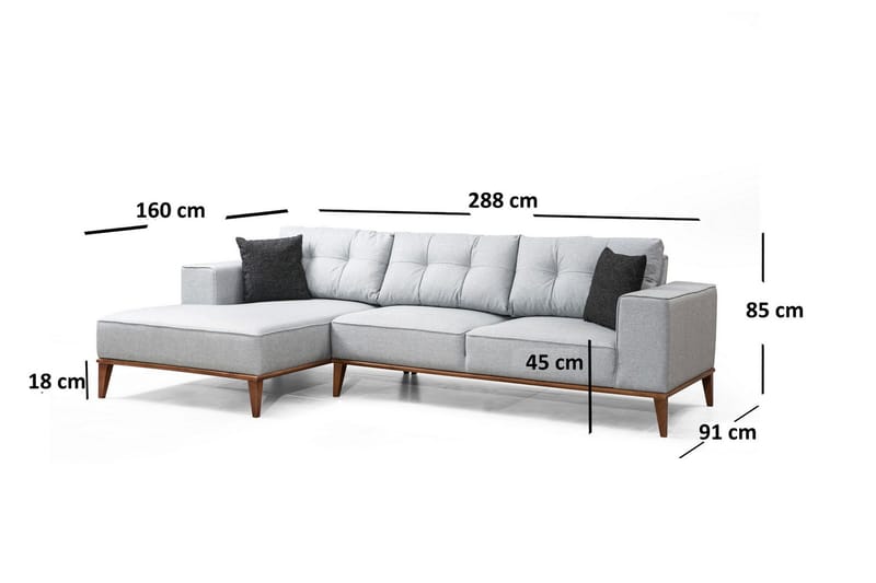 Shallo Sovesofa med Divan Venstre - Grå - Møbler - Sofaer - Sovesofaer - Sovesofa divan