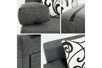 Skatteg Sofa med Puff - Svart|Grå - Møbler - Sofaer - Sovesofaer - Sovesofa divan