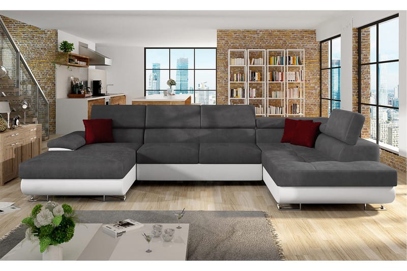 Sovesofa 4-seters U-formet 345x202 cm Høyre - Møbler - Sofaer - Sovesofaer - Sovesofa divan