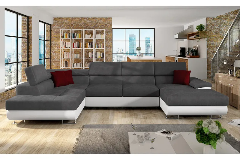 Sovesofa 4-seters U-formet 345x202 cm Venstre - Møbler - Sofaer - Sovesofaer - Sovesofa divan