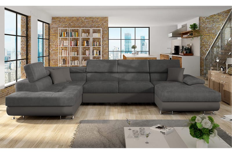 Sovesofa 4-seters U-formet 345x202 cm Venstre - Møbler - Sofaer - Sovesofaer - Sovesofa divan