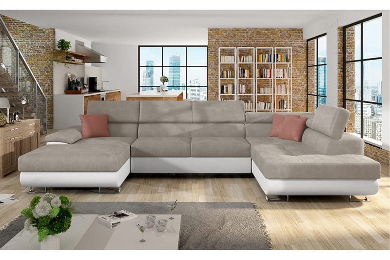 Sovesofa 4-seters U-formet 345x202 cm - Sovesofa divan