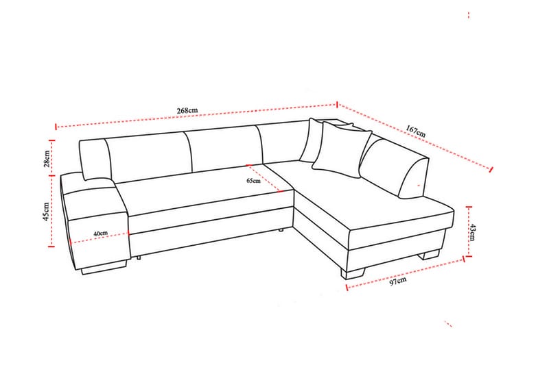 Sovesofa Bargam med Divan - Grå|Svart - Sovesofa divan