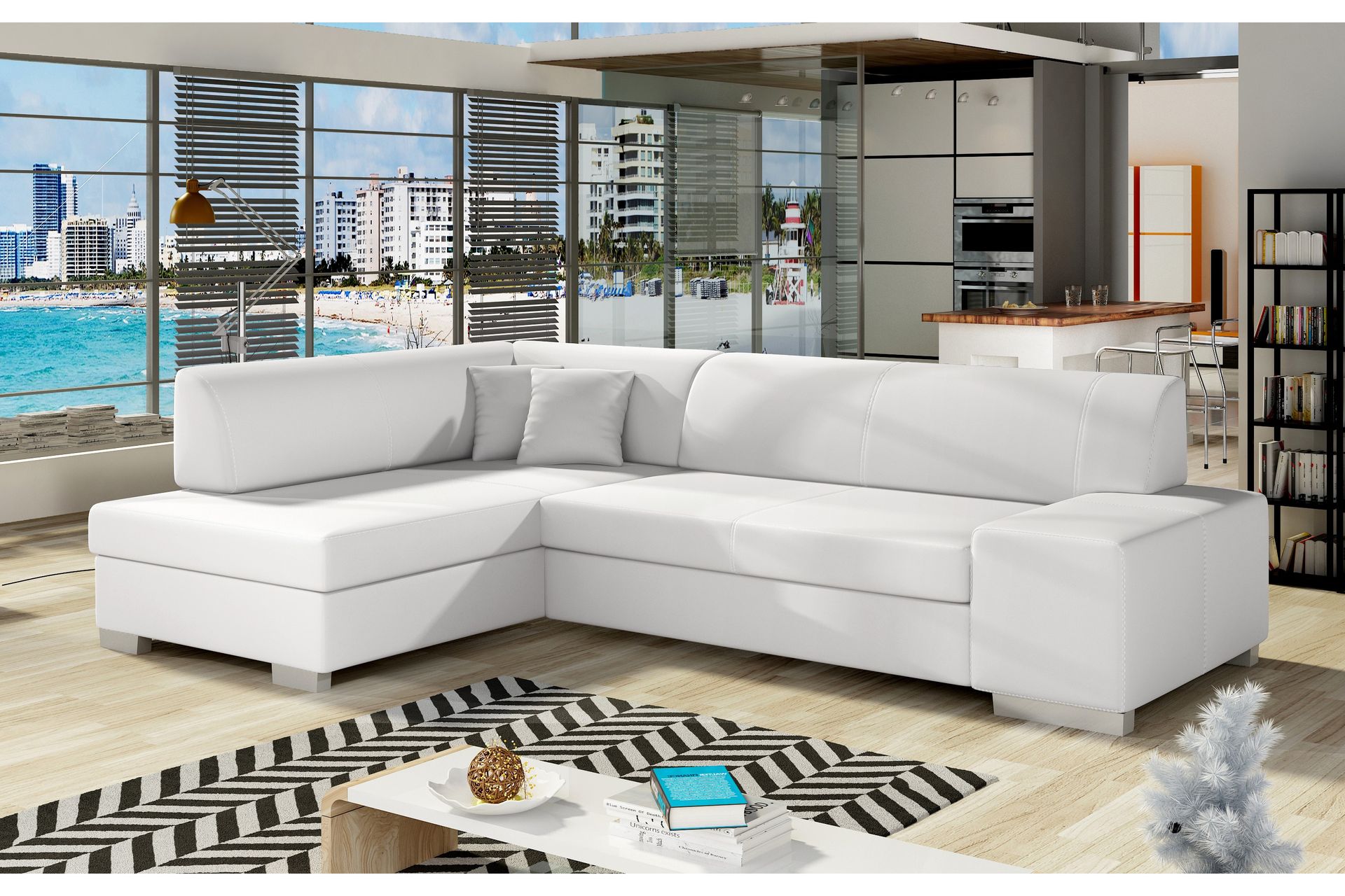 Sovesofa Bargam med Divan - Hvit - Møbler - Sofaer - Sovesofaer - Sovesofa divan