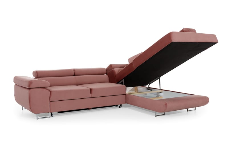 Sovesofa Hipolito med Sjeselong Høyre - Beige - Møbler - Sofaer - Sovesofaer - Langsgående sovesofa