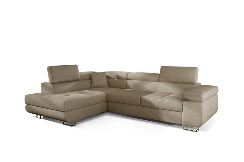 Sovesofa Hipolito med Sjeselong Venstre - Beige - Møbler - Sofaer - Sovesofaer - Langsgående sovesofa
