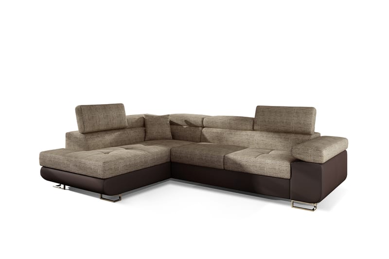 Sovesofa Hipolito med Sjeselong Venstre - Beige/Brun - Sovesofa divan