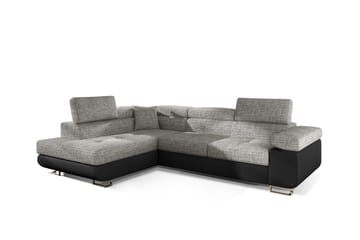 Sovesofa Hipolito med Sjeselong Venstre - Grå/Svart - Møbler - Sofaer - Sovesofaer - Sovesofa divan