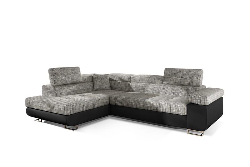 Sovesofa Hipolito med Sjeselong Venstre - Grå/Svart - Møbler - Sofaer - Sovesofaer - Sovesofa divan